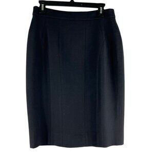 Per Se Skirt Wool (95%) Blend Black Lined Accent Zipper Size 6 Modern Executive